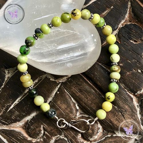 Chrysoprase Healing Bracelet with Silver Hook Clasp